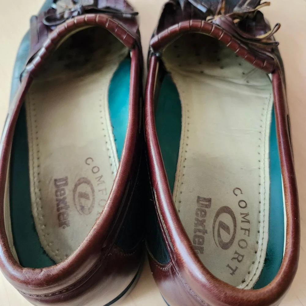 Vintage Dexter Tassel Loafers Mens 11 Leather Dark Green Brown Prep Academia
